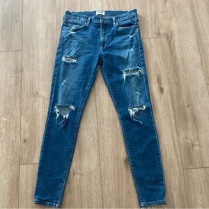 Agolde Distressed Blue Skinny Jeans